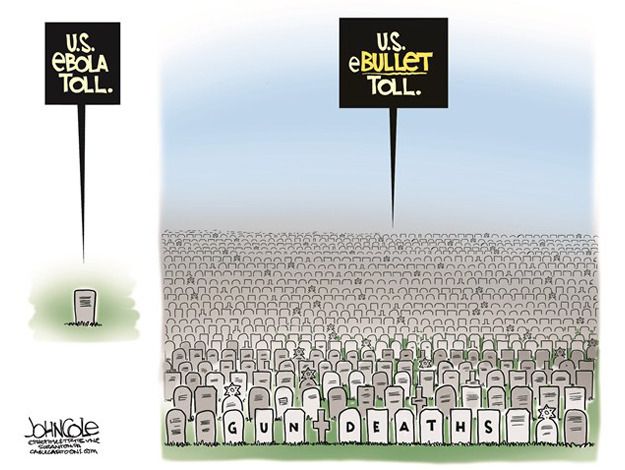 Editorial cartoon Ebola gun violence death