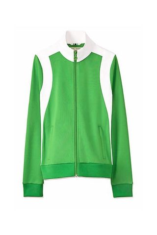 Green, Clothing, Sleeve, Outerwear, Jacket, Zipper, Collar, Blouse, Top, Jersey,