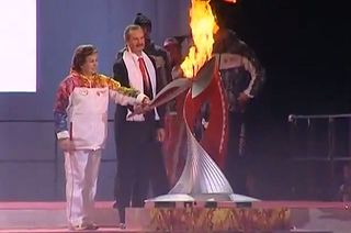 Tereshkova Lights Olympic Torch