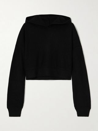 Muse Cropped Ribbed Brushed-Jersey Hoodie