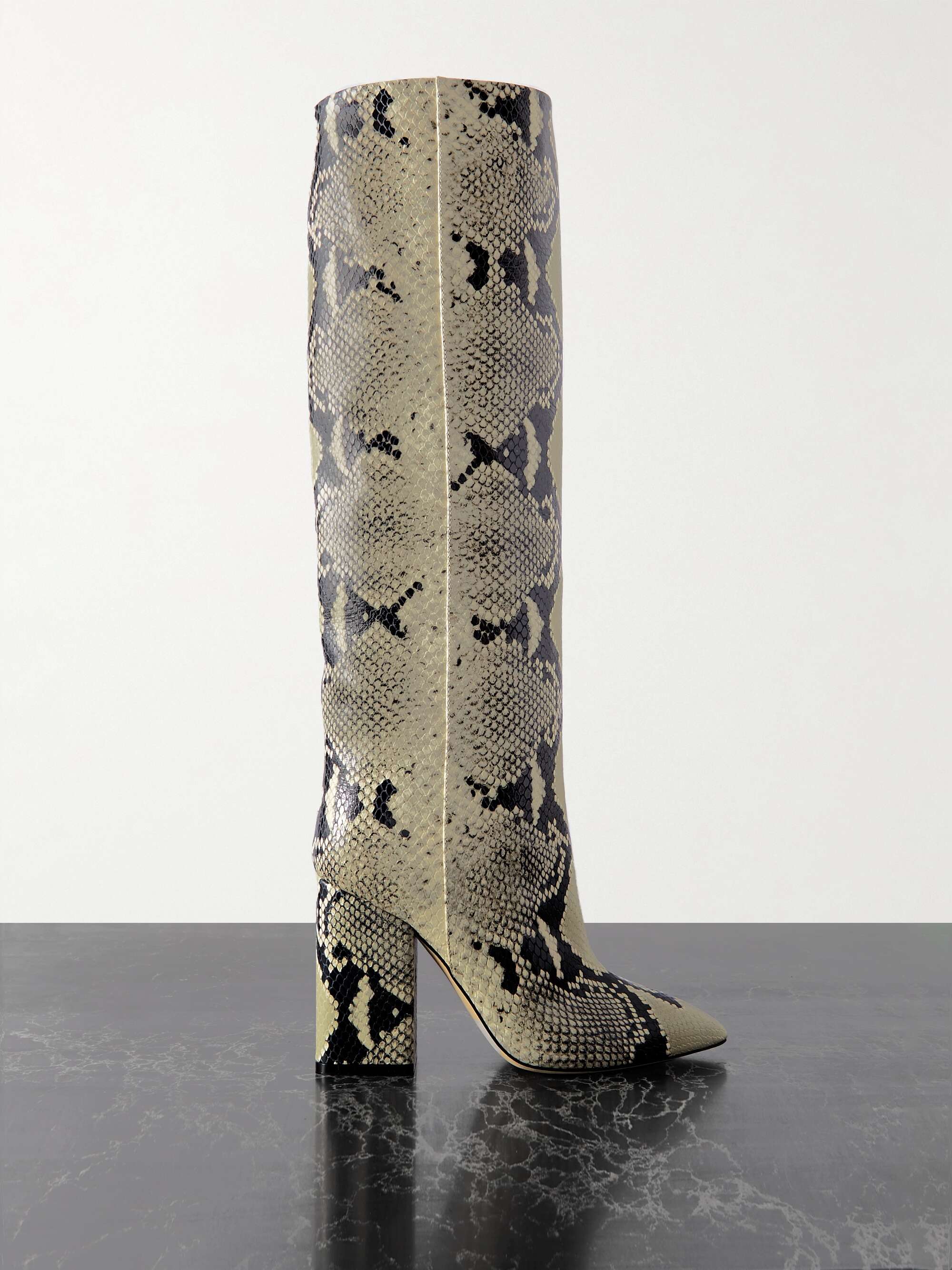 Anja Snake-Effect Leather Knee Boots