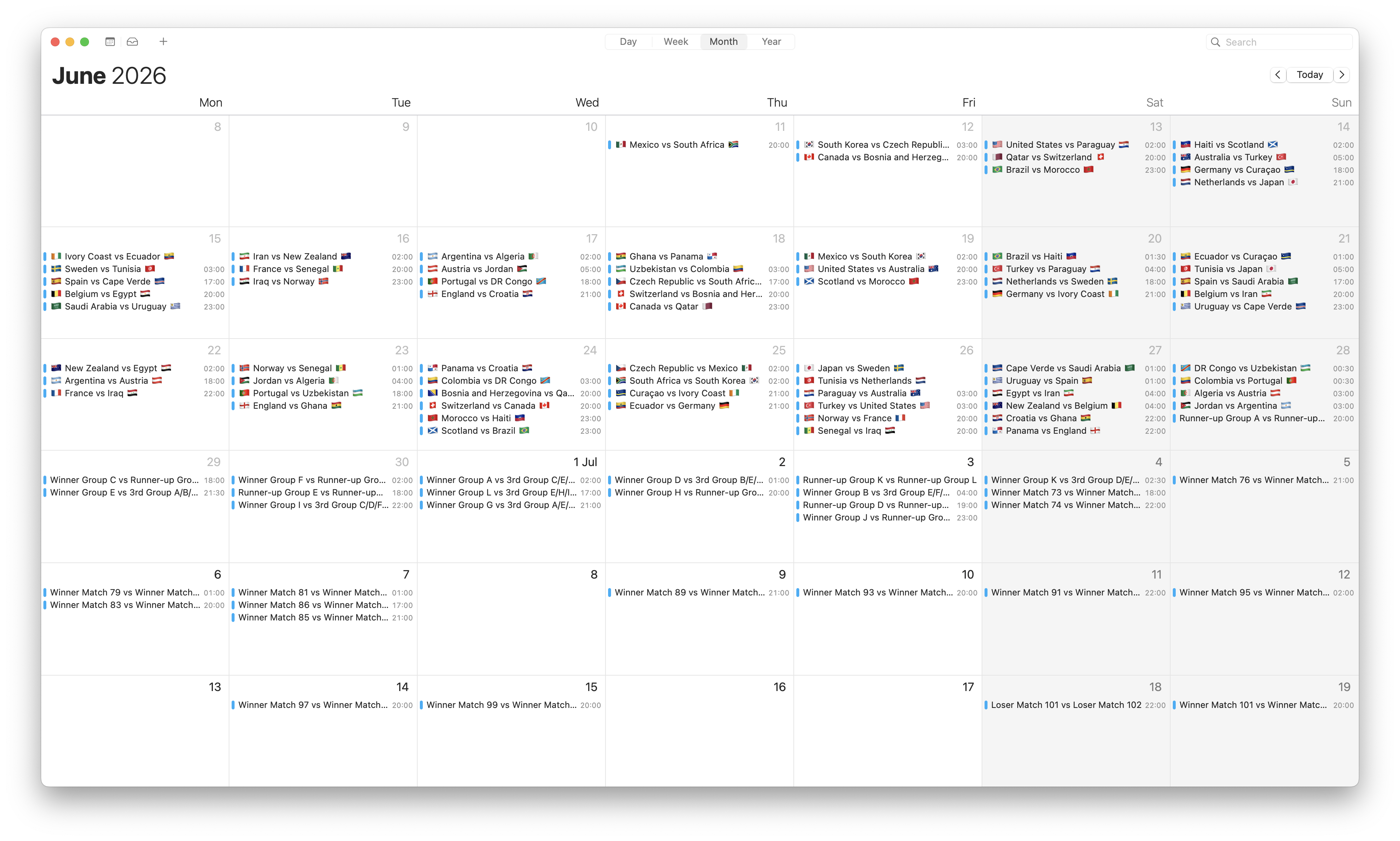 Your World Cup 2026 calendar