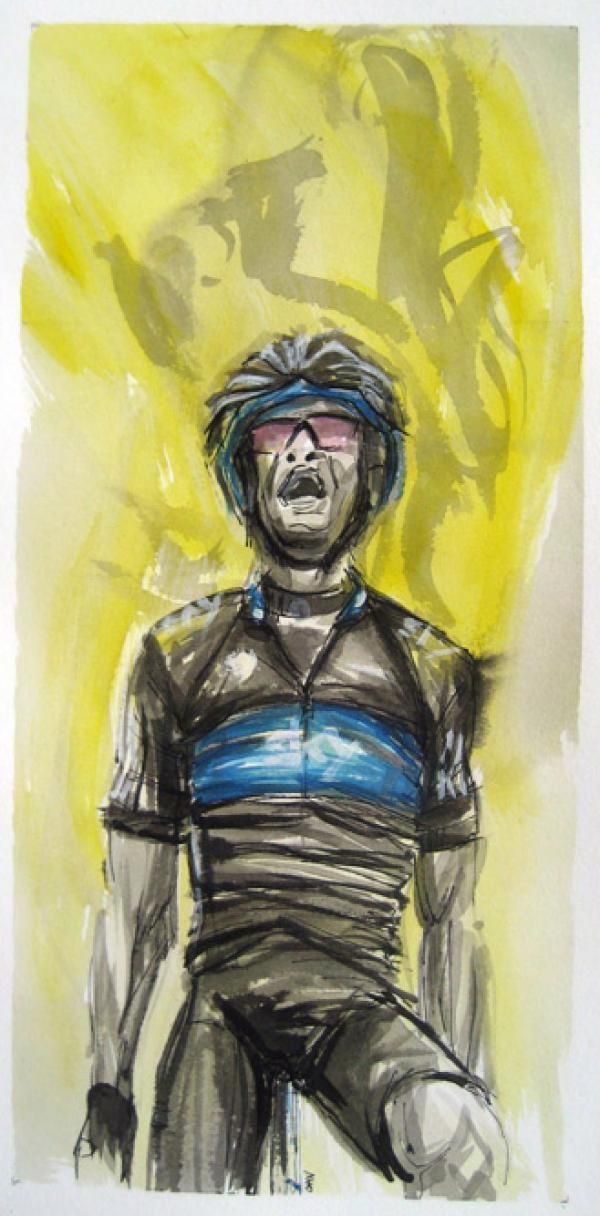 Juan Antonio Flecha (Team Sky) screams to the sky as he wins Omloop Het Nieuwsblad.