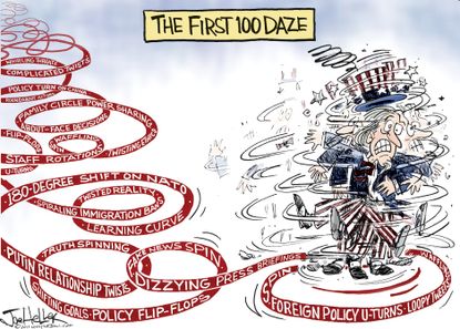 Political Cartoon U.S. Trump&nbsp;First 100 Days