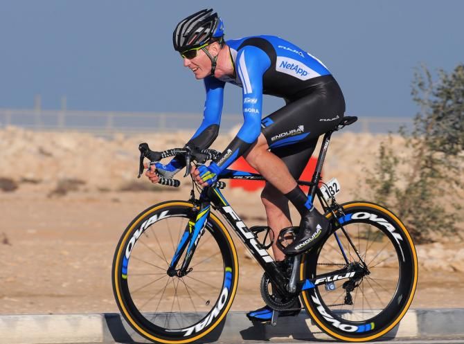 Zak Dempster (NetApp-Endura) time trialling at the Tour of Qatar