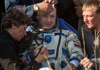 Alexander Misurkin Rests After Soyuz Landing
