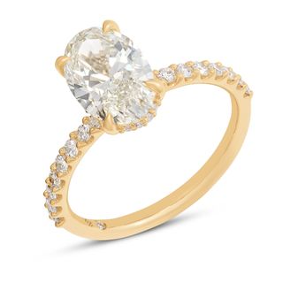 Anel de noivado de diamante oval Bella Ponte, ouro amarelo 14k