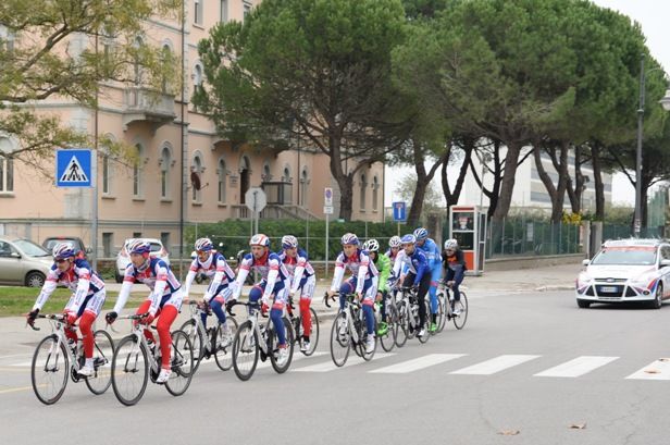 The Androni riders out on the road