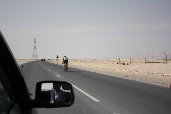 Road to nowhere. Qatar's exposed roads take their toll on breakaways.