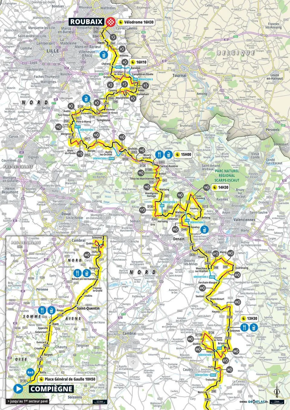Paris-Roubaix 2026 route