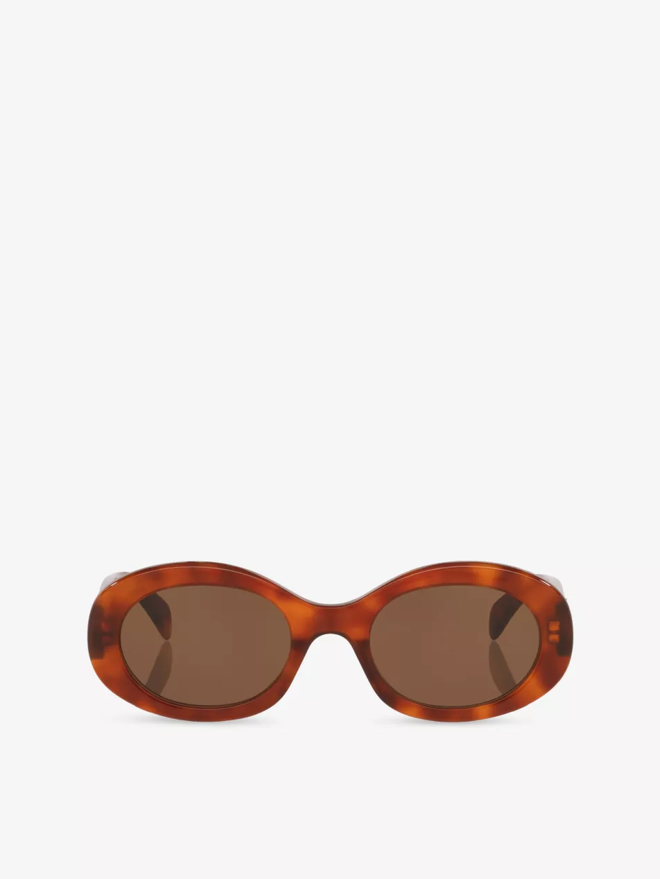 Cl40194u Triomphe Oval-Frame Acetate Sunglasses