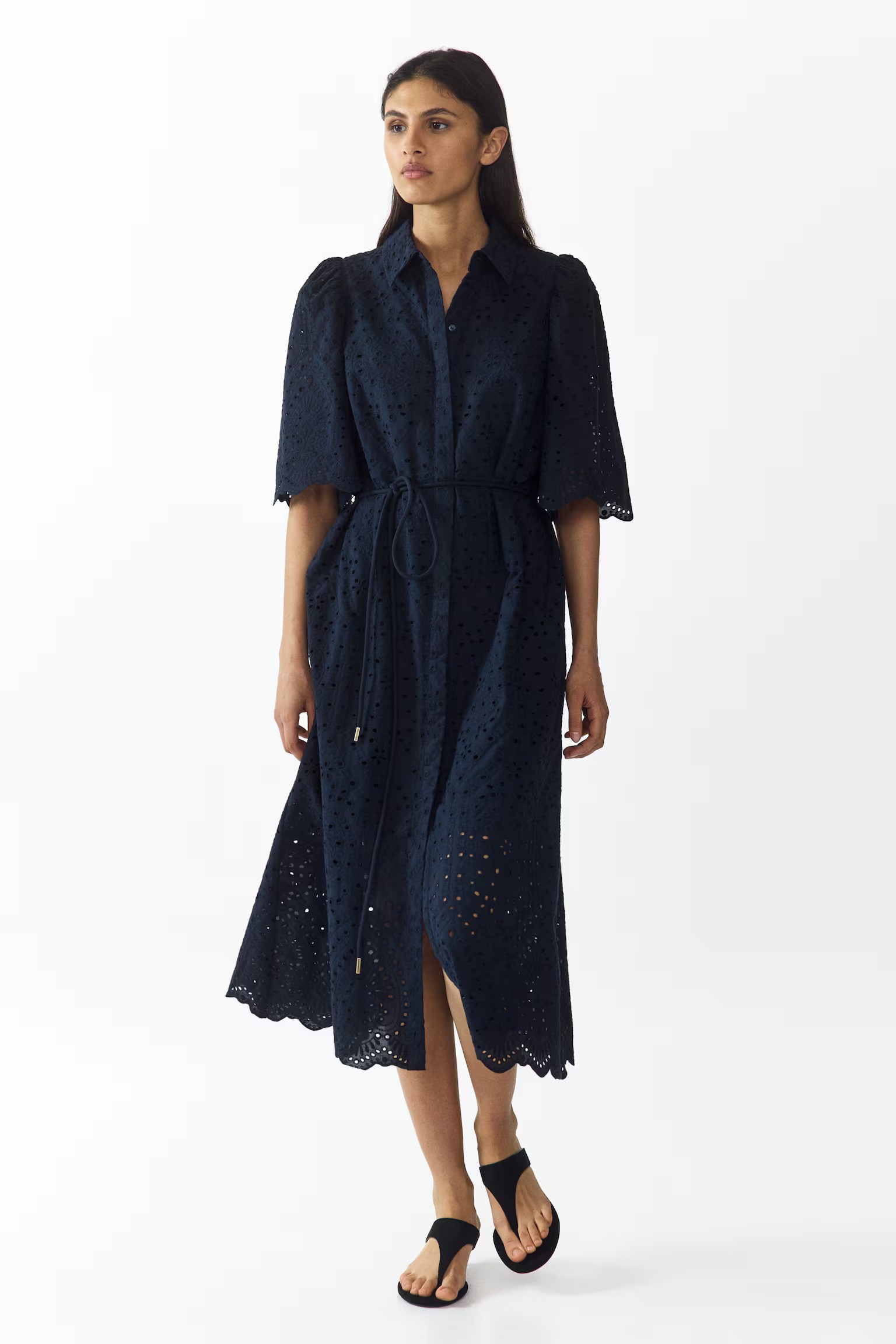 H&amp;amp;M, Broderie-Anglaise Cotton Shirt Dress