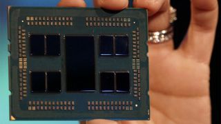 Closeup of AMD's Rome processor, courtesy Tom's Hardware.
