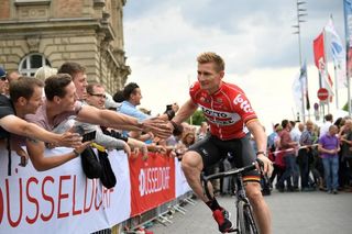 Andre Greipel parades during the team presentation ceremony in Dusseldorf, Germany