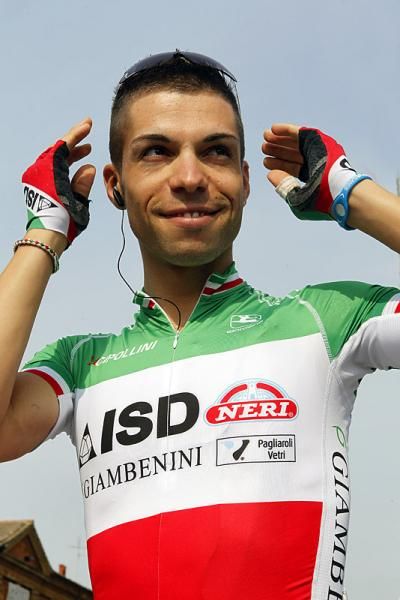 Italian road champion Giovanni Visconti (ISD - Neri) awaits the start.