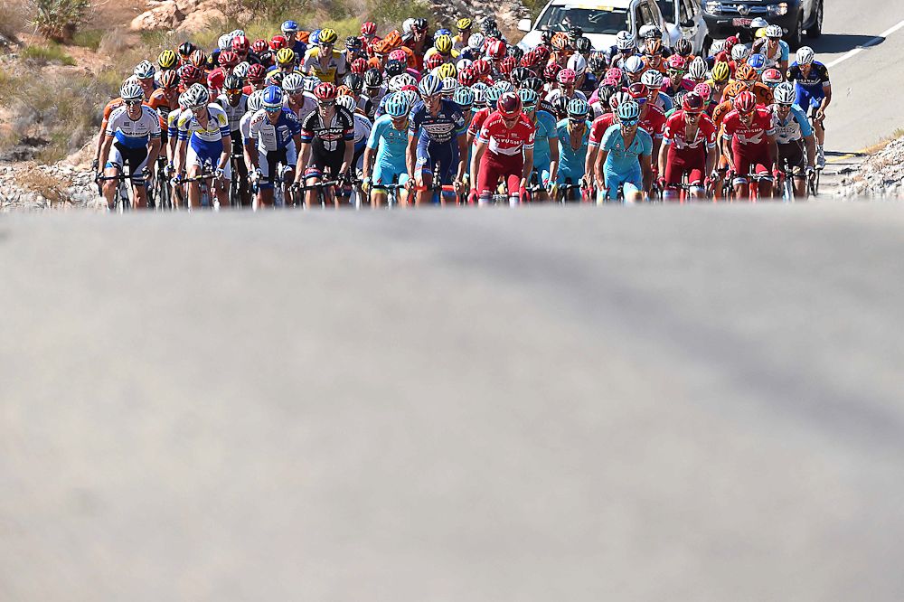 The peloton in action during Oman's final stage.