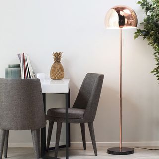 BHS tall floor lamp in rose gold