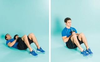 Dumbbell crunch abs exercise