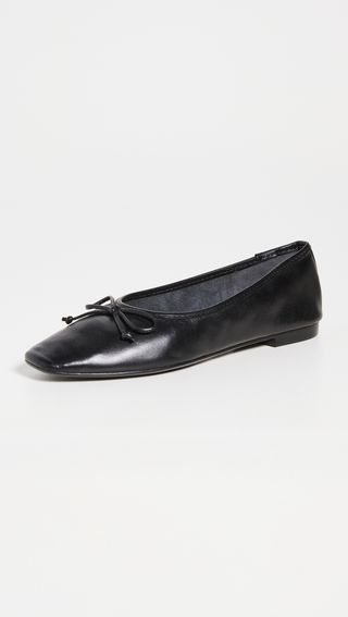black square toe ballet shoes