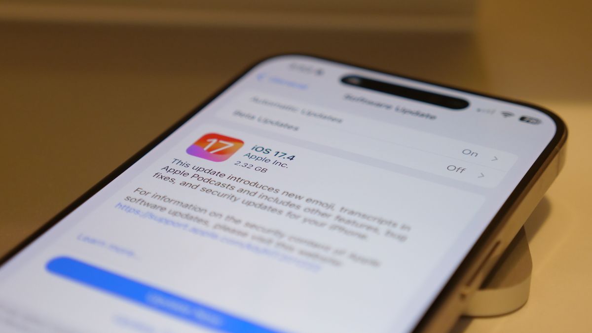 iOS 17.4 update available in Software Update Settings screen on iPhone 15 Pro Max