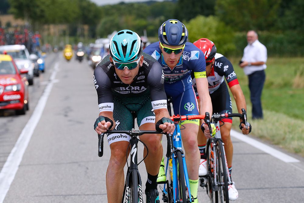 Maciej Bodnar leads the breakaway during stage 11 at the tour de France.