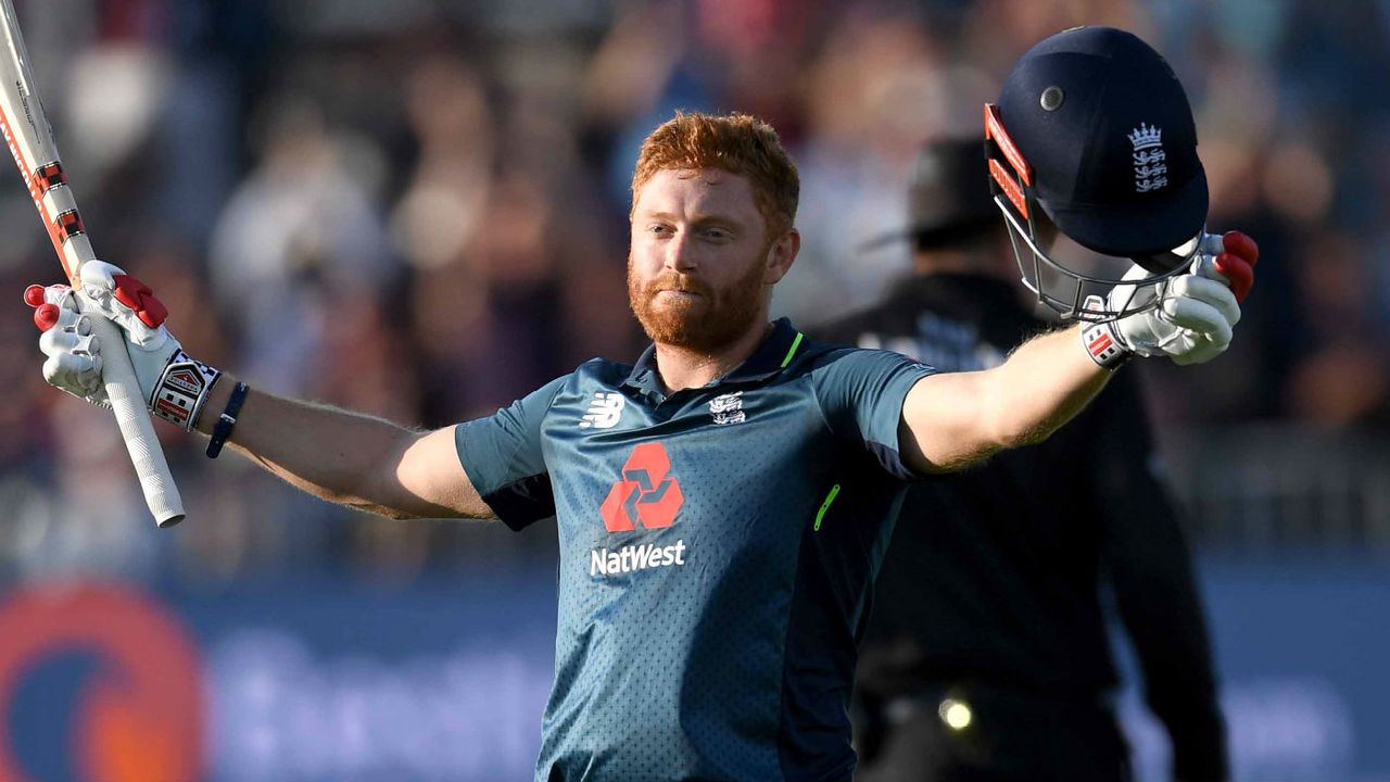 England batsman Jonny Bairstow celebrates reaching his century against Pakistan in Bristol