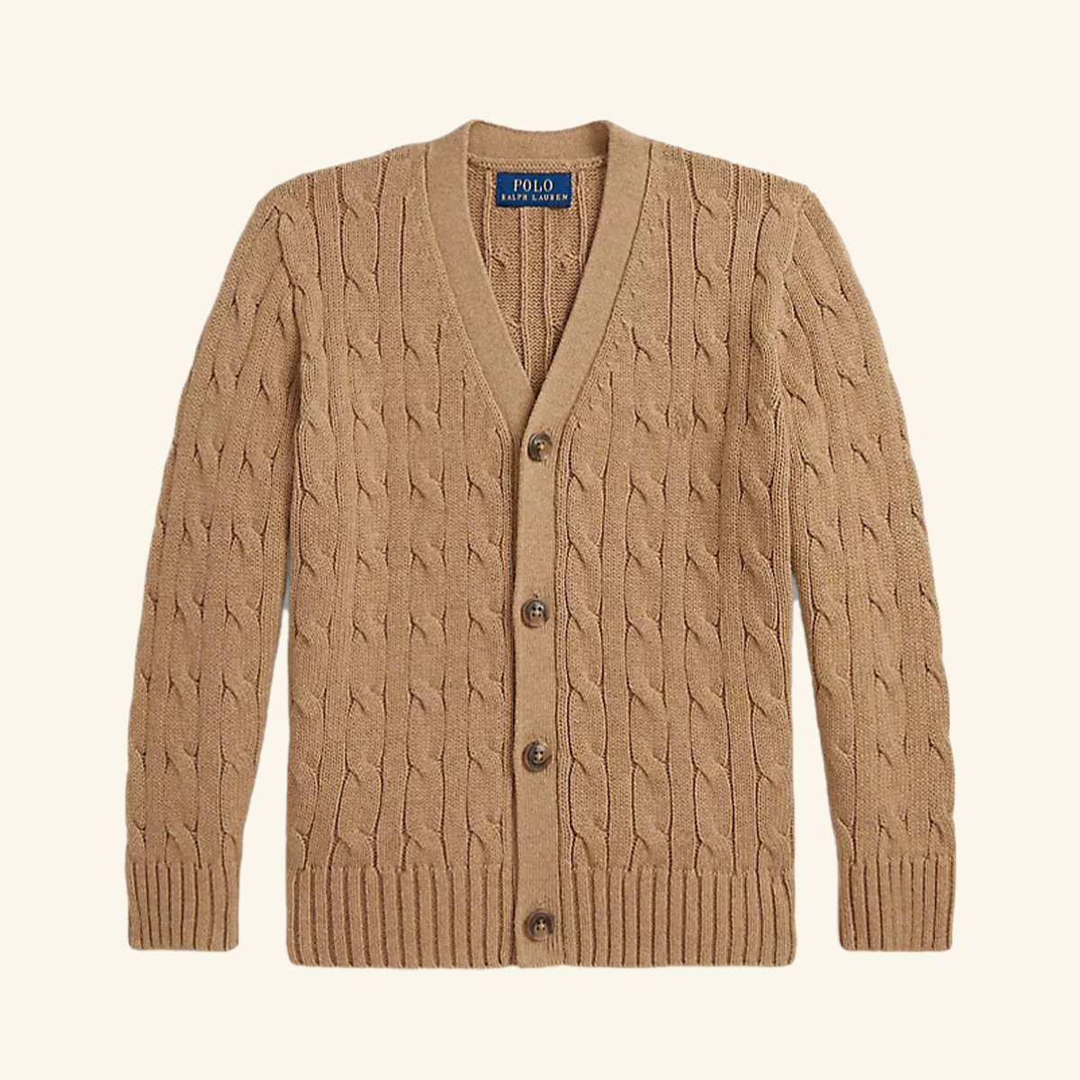 Ralph Lauren, Cable Knit Cotton V Neck Cardigan