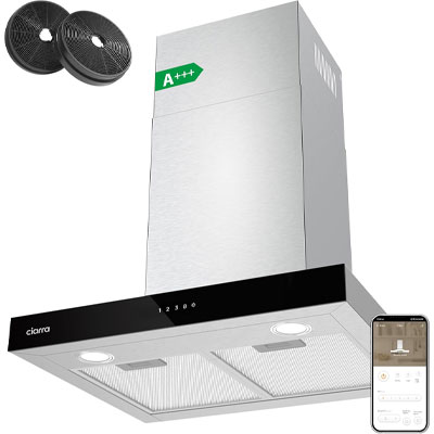 Ciarra stainless steel kitchen extractor hood