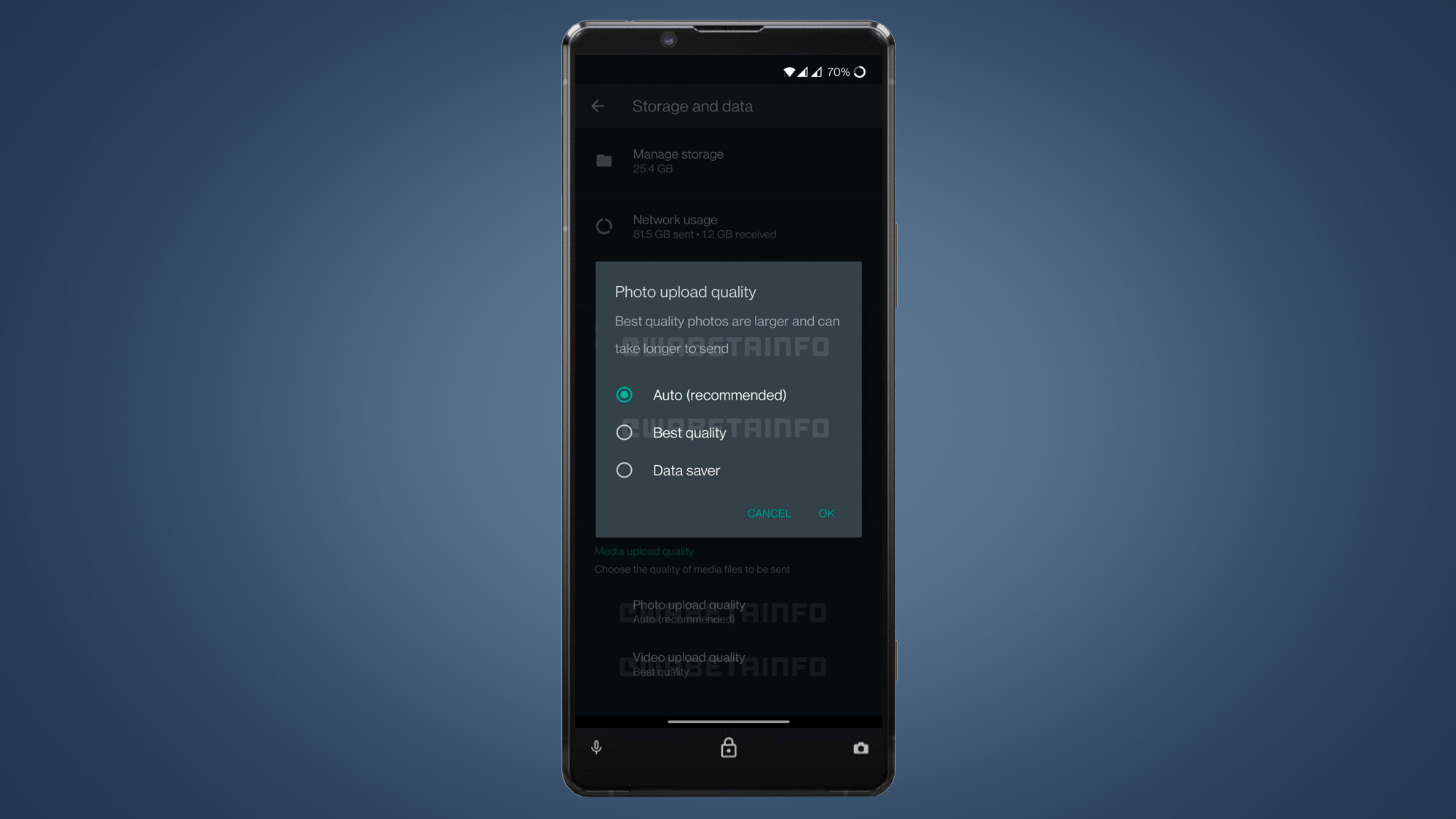 Ein Screenshot der WhatsApp beta für Android 2.21.14.16