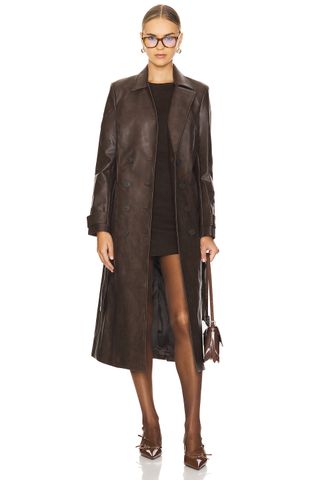 Faux Leather Trench Coat