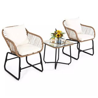 Tangkula 3PCS Patio Rattan Furniture Set