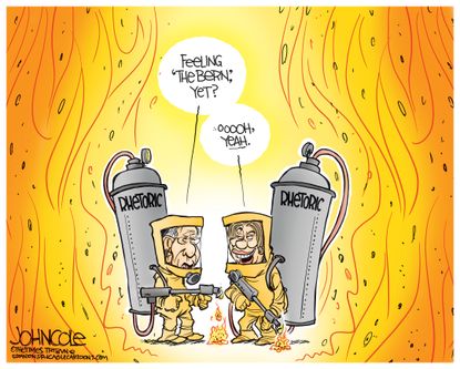 Political Cartoon U.S. Hillary Bernie