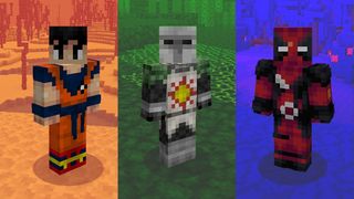 Best Minecraft skins - A Goku, Solaire of Astora, and Deadpool skin