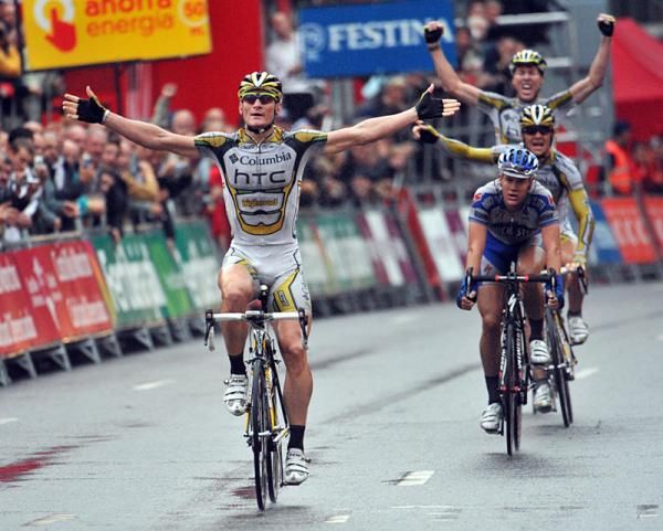 German Andr&eacute; Greipel (Columbia-HTC) wins stage four of the Vuelta a Espa&ntilde;a in Li&egrave;ge, Belgium.