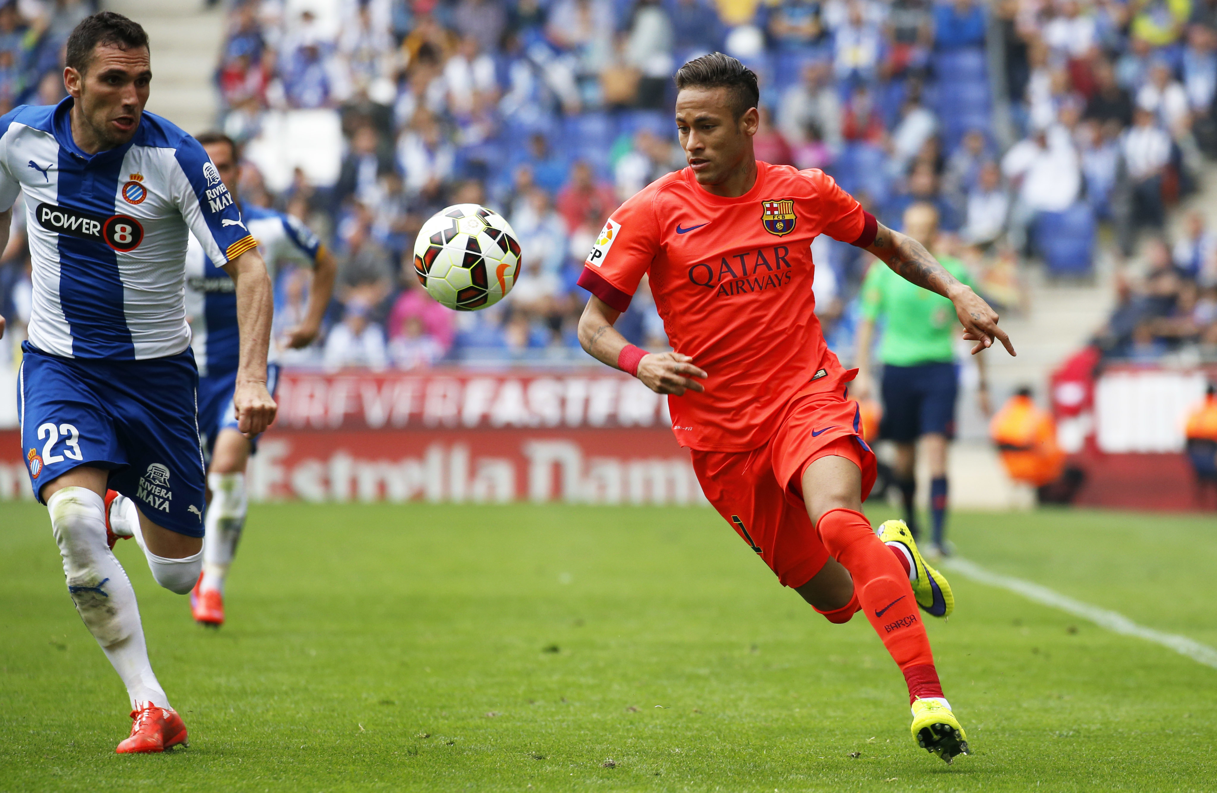 News Neymar in action for Barcelona in opposition to Espanyol in April 2015.