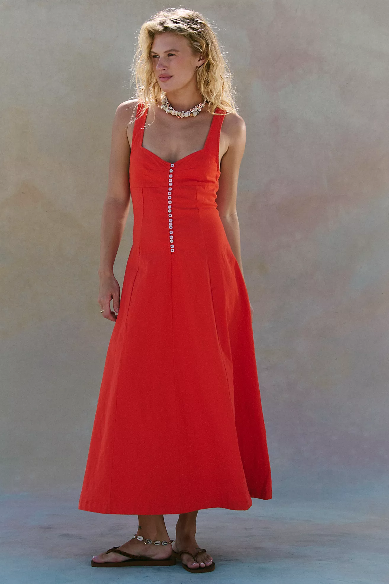 Holland Stretch Linen Midi Dress