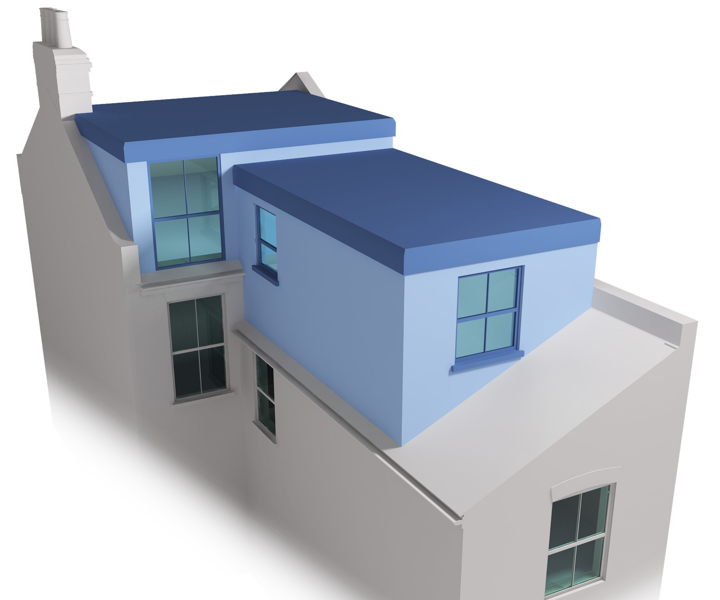 double dormer loft 3D architectural image