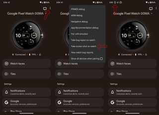 Google Pixel Watch and Pixel 7 Pro screenshot process