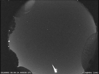 A Perseid fireball lights up the sky above Allegheny Observatory near Pittsburgh, Pennsylvania.