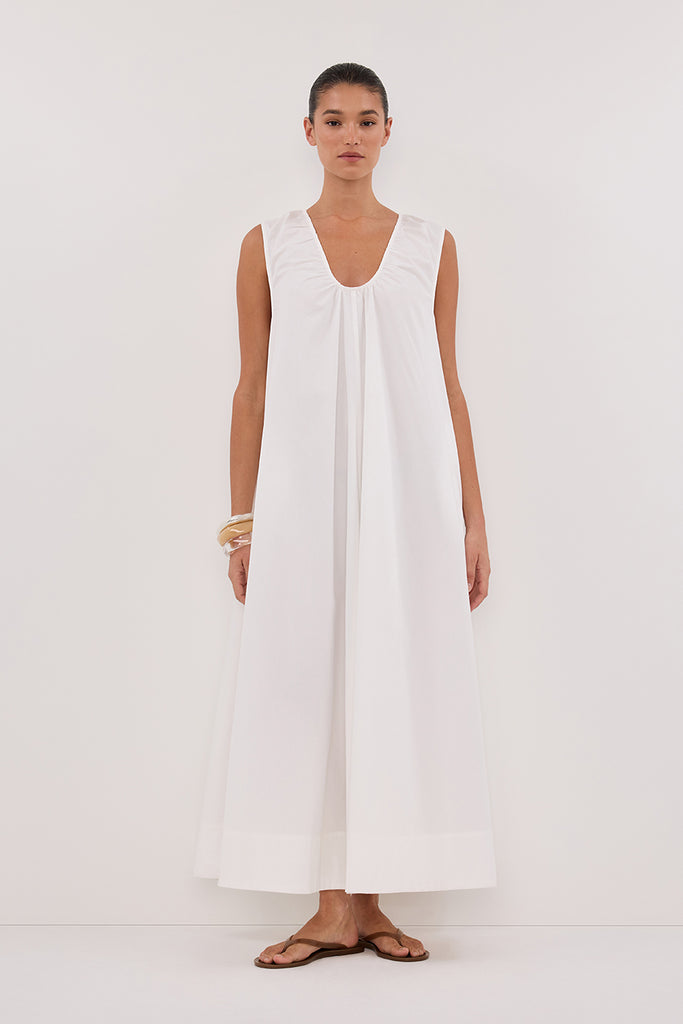 Gabby White Cotton Midi Dress