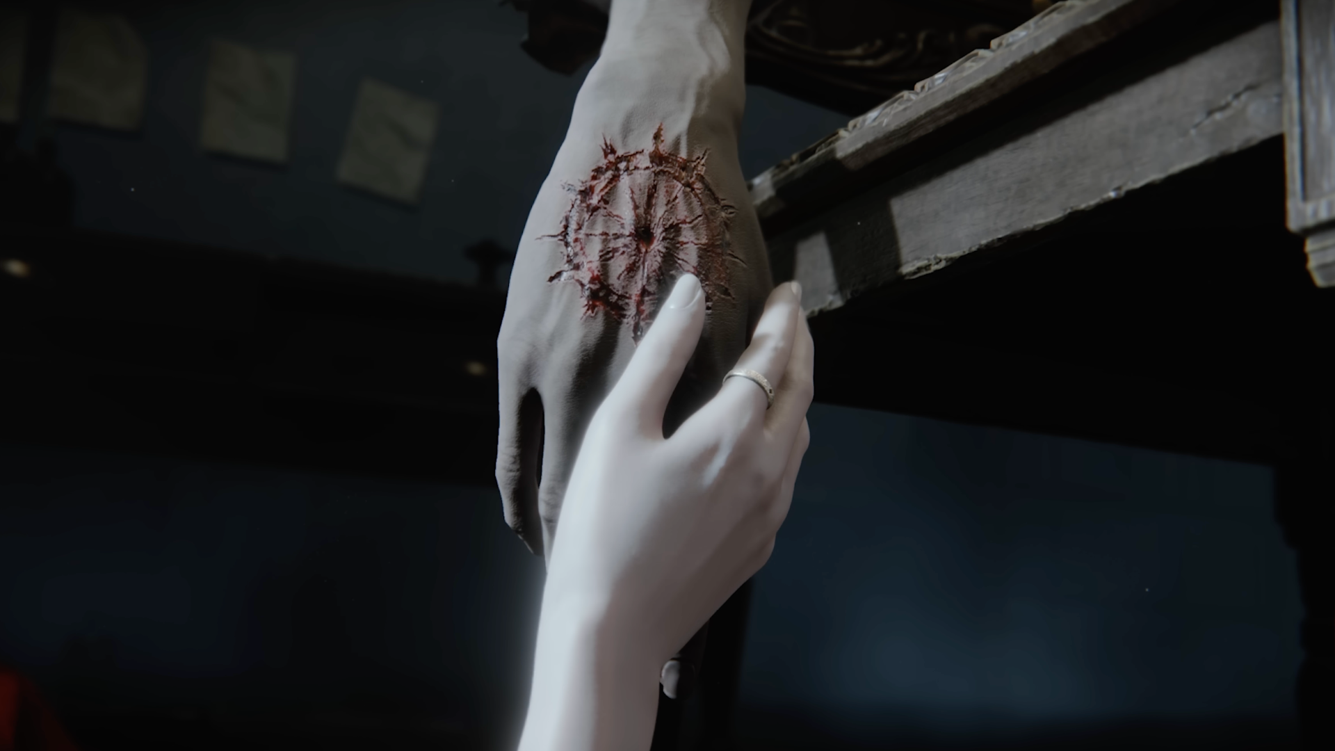 Characters limply hold hands in The Duskbloods