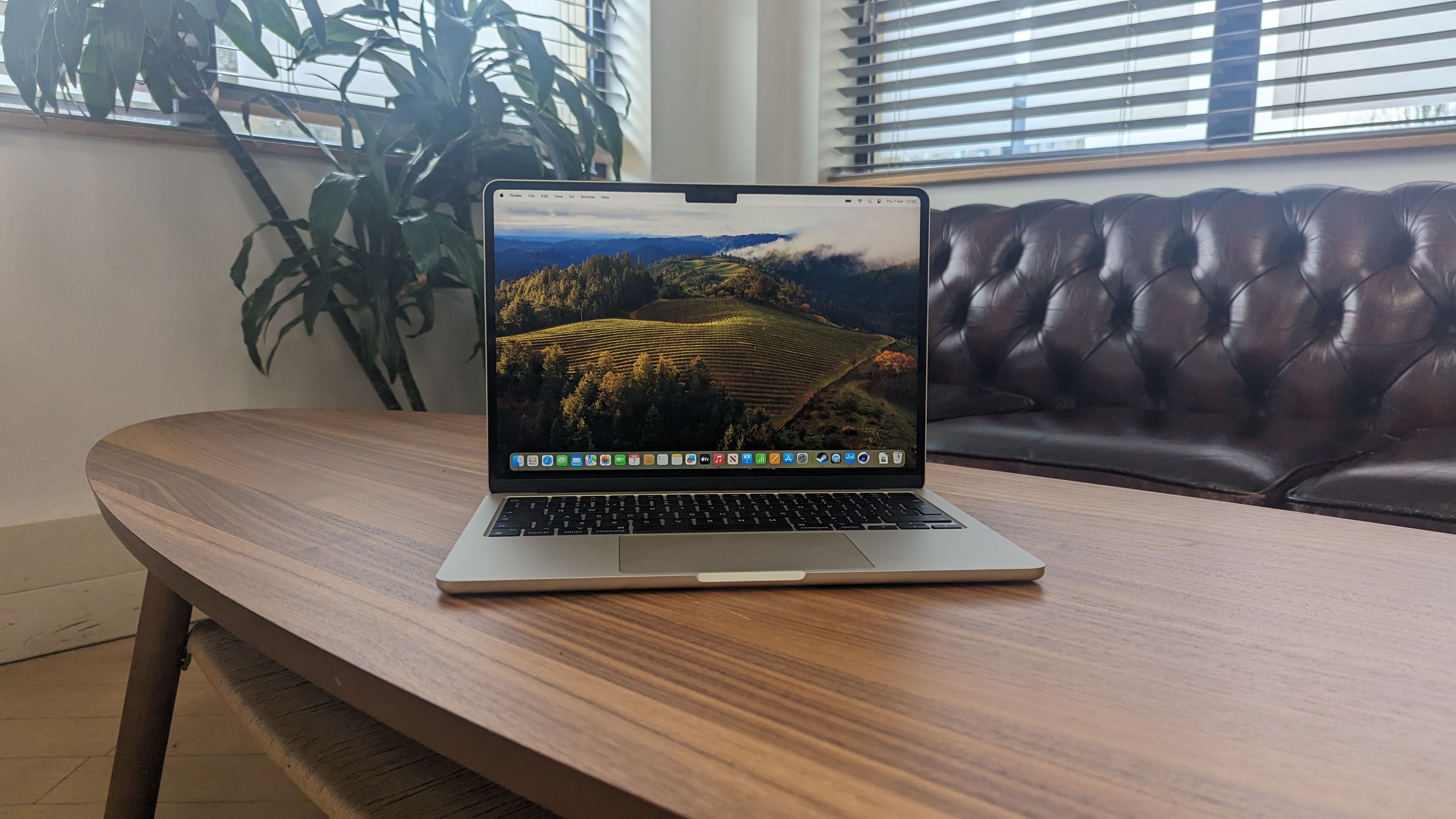 New MacBook Air 13-inch with M3 being used in a cafe