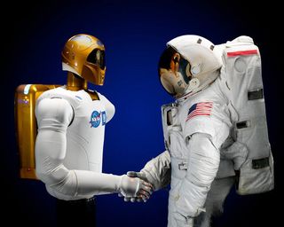 Space technology advancements like NASA's Robonaut 2 (left) can help humanity launch more ambitious space exploration missions. 
