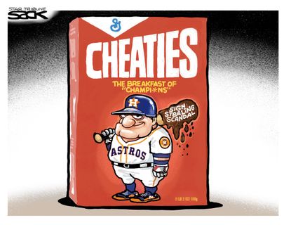 Editorial Cartoon U.S. Astros Baseball Wheaties cheating