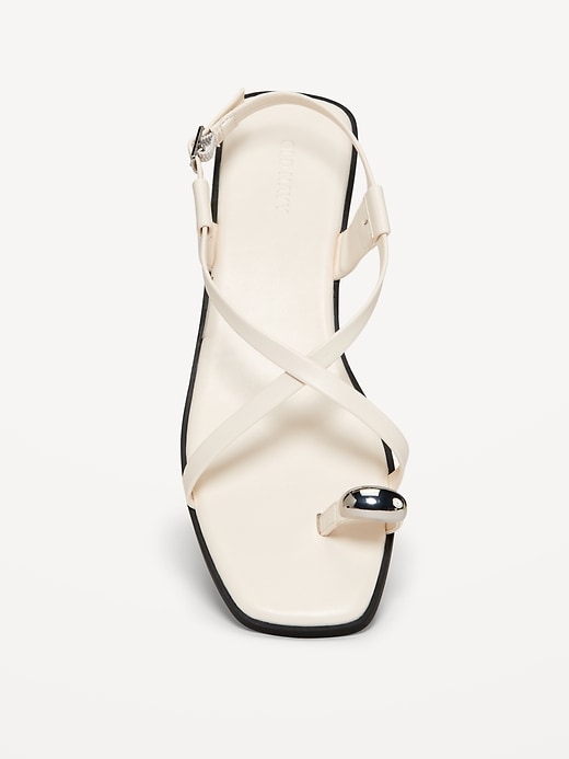 Faux Leather Strappy Toe Ring Sandals