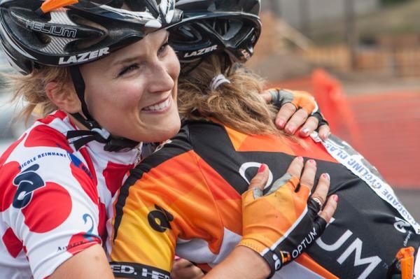 Lex Albrecht (Optum) gets congratulations after her big win