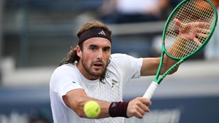 Stefanos Tsitsipas in action at US Open 2026