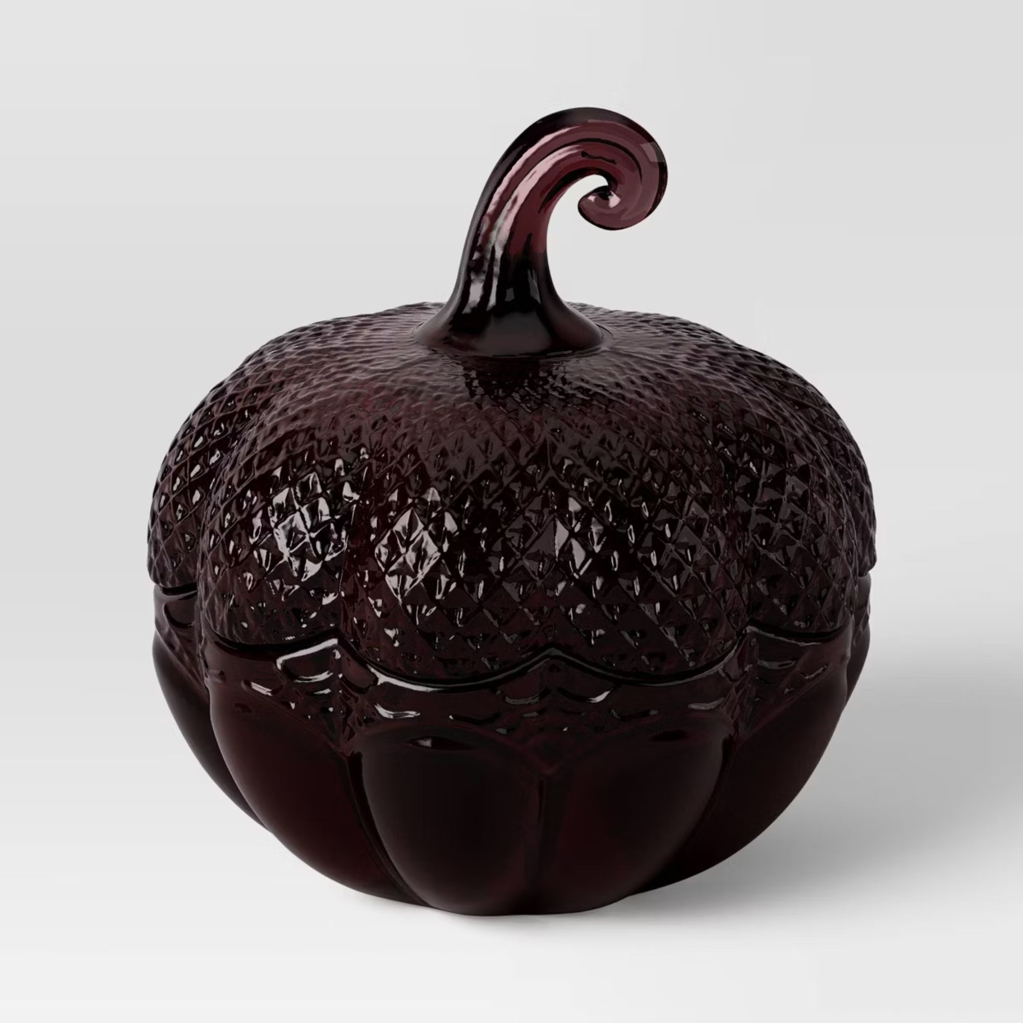 Burgundy glass pumpkin with etched detailing