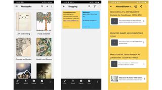 Screenshots showing Notebook on Android