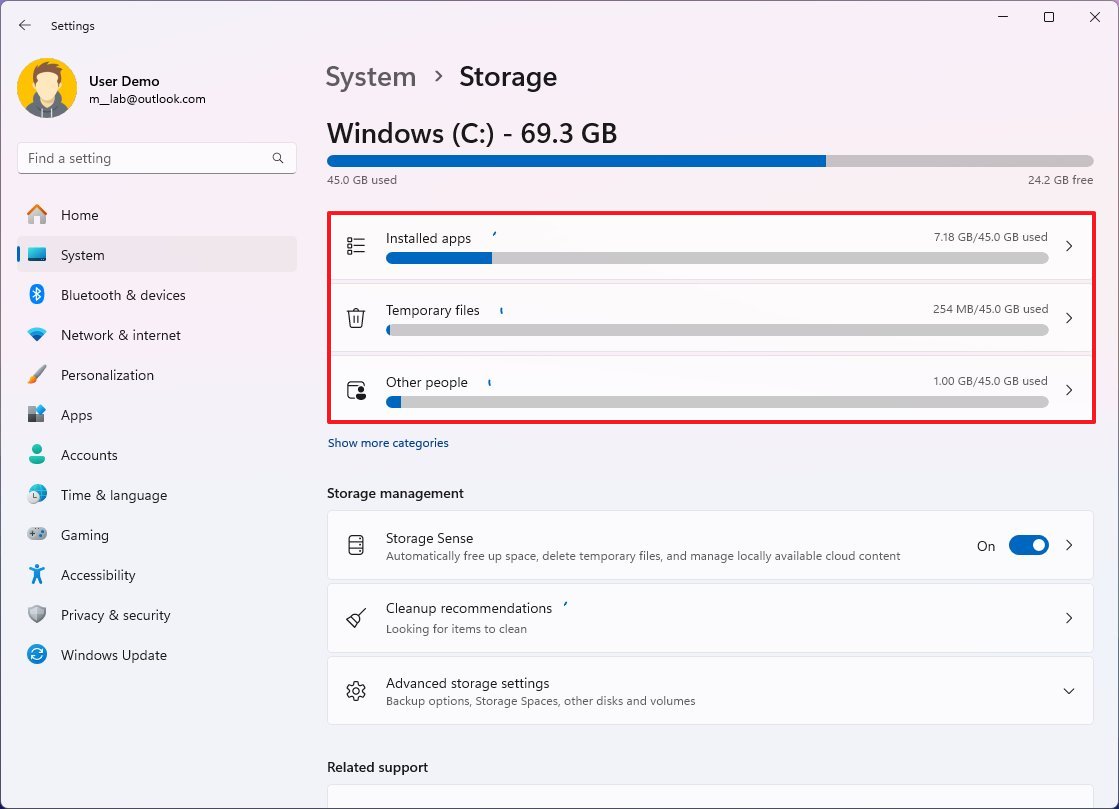 Storage stats